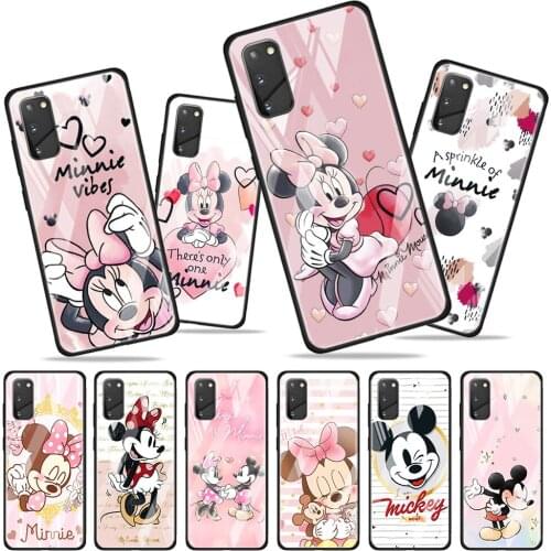 Pink Minnie Cartoon Cute for Samsung Galaxy S20 FE Ultra Note 20 S10 Lite S9 S8 Plus Luxury Tempered Glass Phone Case Cover