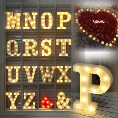 LED English Alphabet Letter Symbol Modeling Lamp Light for Home Room Wedding Birthday Party Decoration Valentines Day Lights