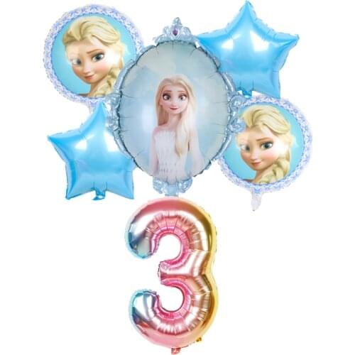 Elsa Disney Frozen princess helium balloons 32inch number Baby shower girl foil globos birthday party decorations kids toys