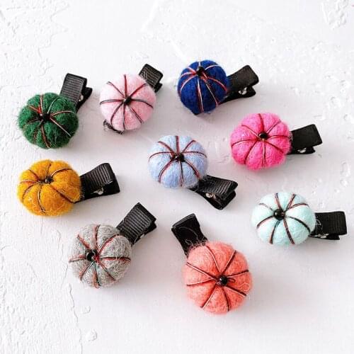 Autumn and Winter Children Cute Colors Nylon Pumpkin Ornament Hair Clips Baby Girls Lovely Hairpins Kids Sweet Hair Accessories