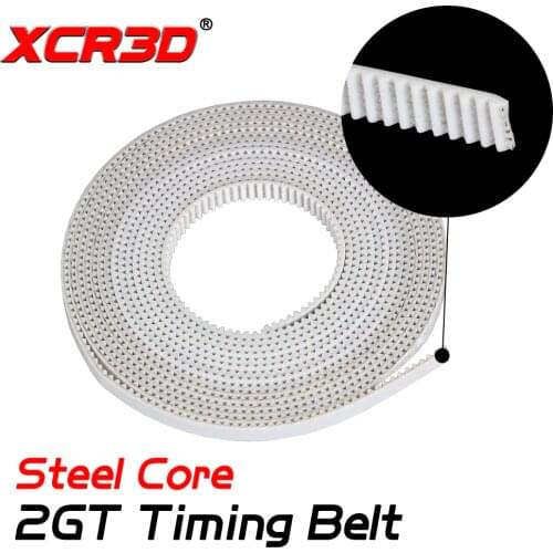XCR3D 3D Printer Parts GT2 Timing Belt UP with Steel Core 1M 5Meter 2gt Open Belt Width 6mm White for RepRap i3 DIY Accessories