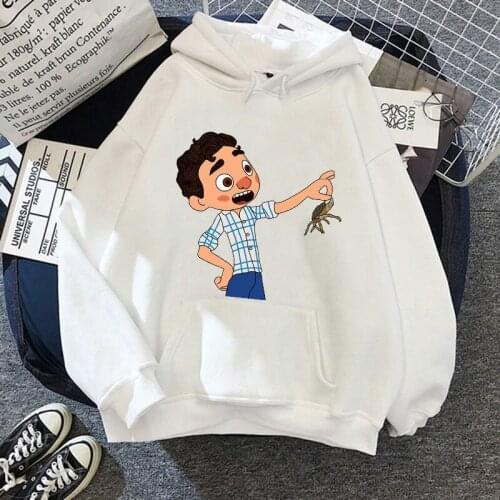 Luca Hoodies Pixar Disney Cartoon Kawaii Sea Monsters Clothes Women Funny Hoodie Autumn Plus Velvet Fashion Femme Hooded Sweater