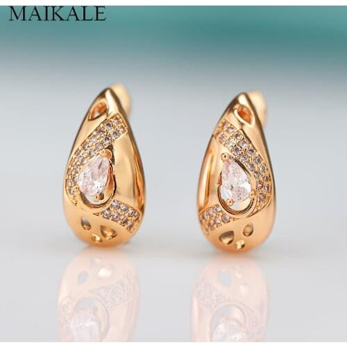 MAIKALE Hot Fashion Dangle Earrings 585 Rose Gold Simple Water Drop Earrings For Women High Quality Daily Fine Jewelry Gifts