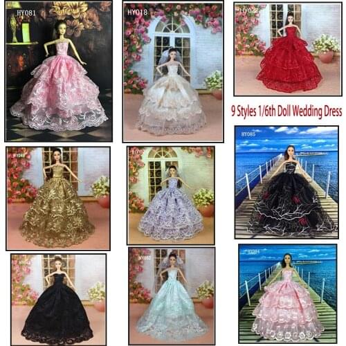 1/6 30cm Doll Wedding Dress Princess Dress Evening Dress 9 Styles Doll Accessories Suitable for Small Chest/middle Chest Bodyy