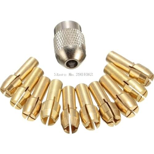 10Pcs 0.5-3.2mm Brass Drill Chuck Collet Bits 4.3mm Shank For Dremel Rotary Tool -B119