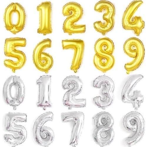 100pcs/lot 40 inch 0-9 gold/silver foil number balloons birthday wedding party decoration helium inflatable balloon SN1143