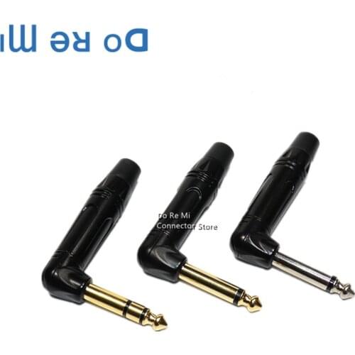 2pcs/lot 6.5 right-angle plug Mono/Stereo Jack 6.35mm Male Plug Microphone audio cable DIY connector
