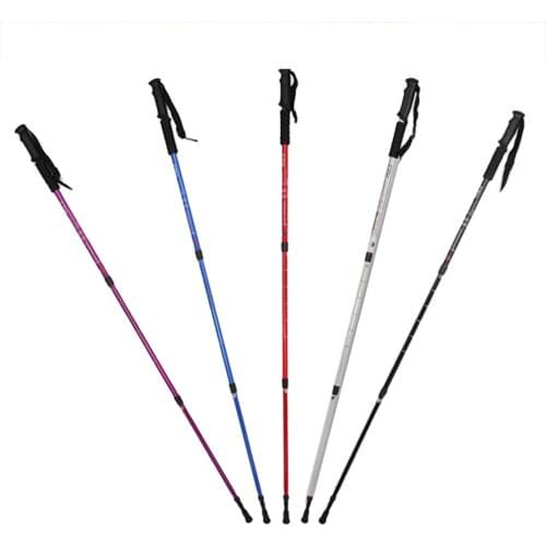 3 Section Outdoor Trekking Pole Telescopic Adjustable Portable Old Man Pole Travel Cane Crutches Hiking Walking Stick
