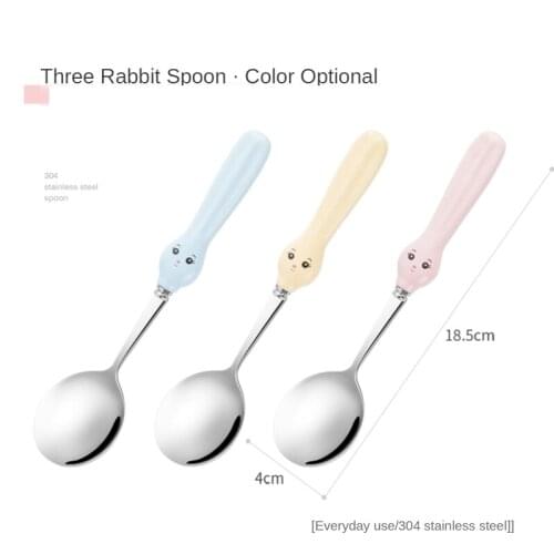 304 Stainless Steel Cute Rabbit Spoon Household Childrens Eating Spoon Ceramic Spoon Kitchen spoon Small Spoon