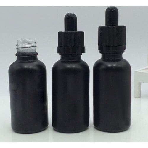 500pcs Frosted Black Glass dropper Bottles Empty Essential Oil Bottles 30ml Mini E Liquid Glass Bottle With Glass Pipette