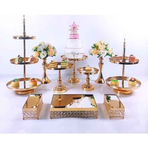 6-10PC Crystal Metal Wedding Cake Stand Rack Holiday Party Display Tray Cupcake plate