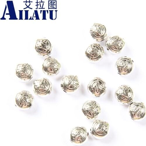 Ailatu New Arrival 10pcs/lot Zinc Alloy Lotus Flat Beads for DIY Bracelet