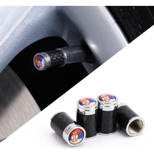 Serbia Flag Auto Wheel Tire Valve Dust Caps Tyre Air Caps Dustproof Stems Covers Auto Accessories for BMW Audi Jeep Skoda Opel