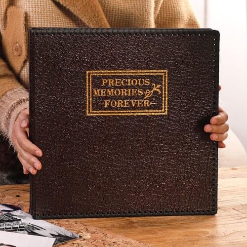 New Large 12 Inch PU Leather Album Retro Manual DIY Sticker Album Family Scrapbook Marriage Memory Record Photo Collection Gift