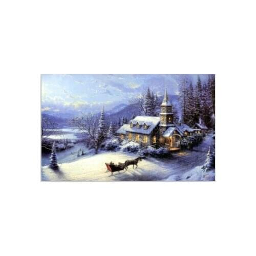 Diamond mosaic needlework Wall art decor Picture Embroidery with diamonds Painting by numbers rhinestones Snow scene Y567