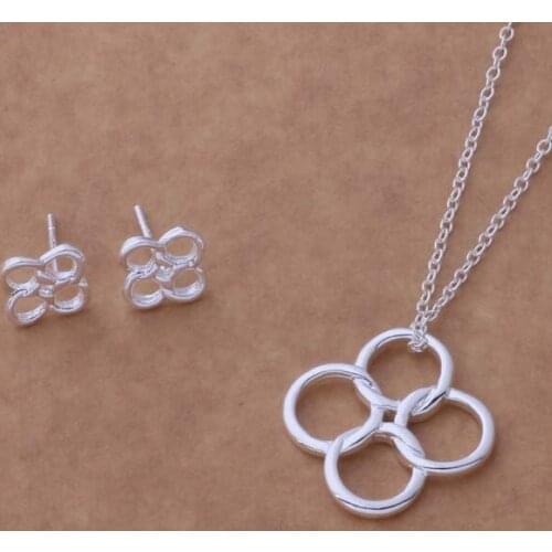 AS243 EngagementSilver Color 925 Jewelry Silver Popular Jewelry Sets Earring 281 + Necklace 321 /dsfamjma Blzakdga