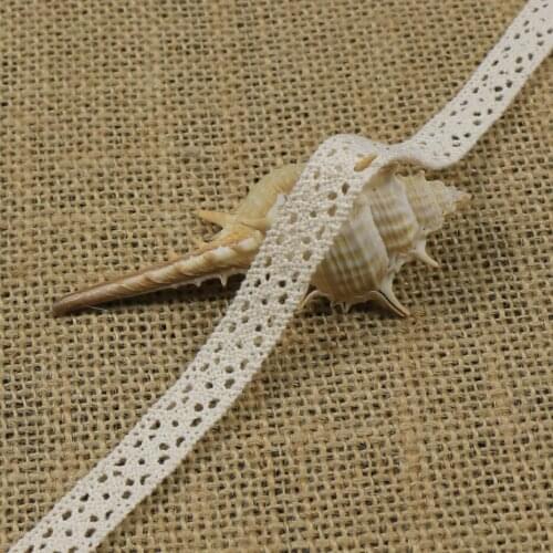 Beige 11mm Hollow Lace Trim 10 Yards Cotton Ribbon Home Decor Craft Headwear DIY Garment Sewing Accessories