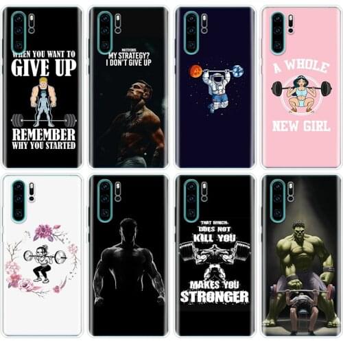 Bodybuilding Gym Fitness Phone Case For Huawei P40 P30 P20 P10 Mate 20 30 10 P Smart Z + Plus Lite Pro Fashion Cover Coque Capa