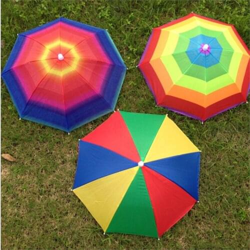 Adjustable Foldable Headband Wearing Umbrella Multicolor Outdoor Sport Fishing Nylon Umbrella Hat Cap For Baby