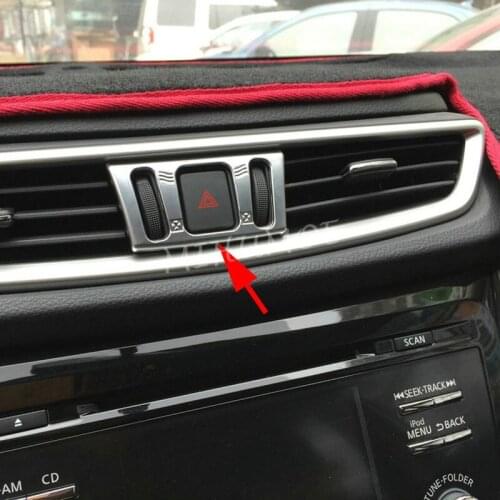 For Rogue Sport Qashqai X-Trail Murano Matte Chrome Interior Dashboard Air Vent Warning Light Switch Cover Trims