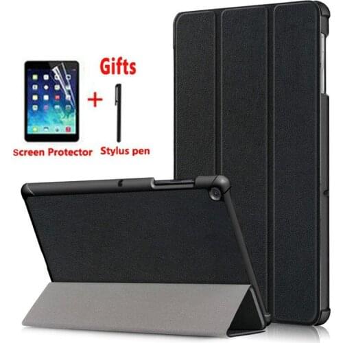 For Samsung Galaxy Tab S5E 10.5 T720 T725 SM-T720 SM-T725 Case PU Leather 3 folding flip stand smart funda cover + Film + Pen