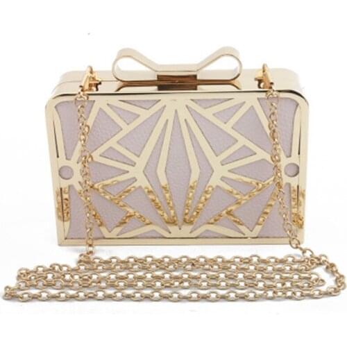 Elegant ladies evening bag fashion iron mesh PU bag square handbag new luxury hand holding evening bag