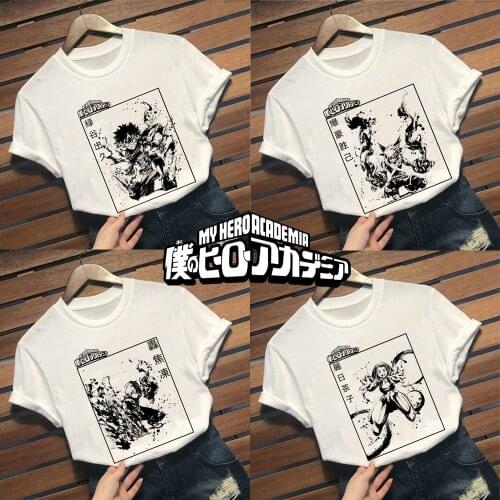 Anime My Hero Academia Bakugou Katsuki Shoto Todoroki Izuku Midoriya Ochako Uraraka Cosplay Round Neck T-shirt Cozy Cotton Tops