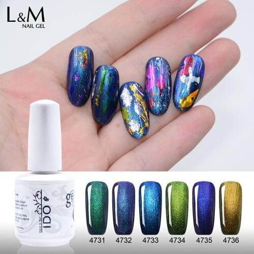 6 Pcs Set Lot ido Gelpolish Chameleon Shining Colorful Gel Lacquer New Arrival Semi Permanent Long lasting Soak Off Varnish