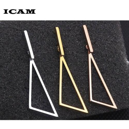 ICAM Minimalist Silver Color Small Hoop Earrings With Pendant Womens Vintage Triangle Charm Hoop Earring Korean Fashion Jewelry
