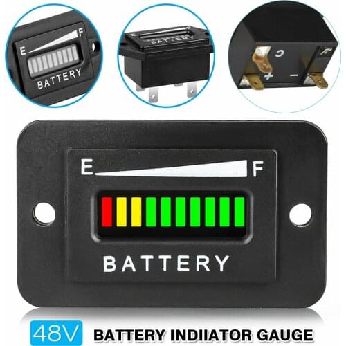 1pc 48V Volt 1A Car Auto Battery Indicator Meter Gauge 10 Segment LED Bar Graph IP65 For Club For Golf Car Parts Accessories