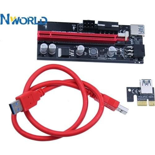 009s 1x To 16x Xpress Riser PCI-E Extender Card USB3.0 Cable Dual 6pin 4pin Molex SATA To 6Pin For ETH Bitcoin Mining Miner