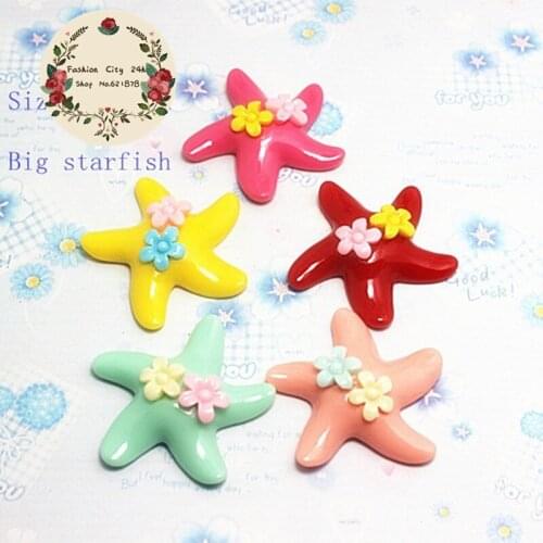 5pcs Kawaii resin big starfish flatback cabochon for DIY hair bow center/phone scrapbooking