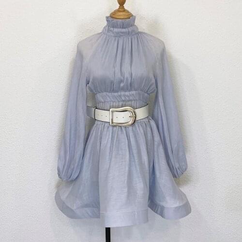Linen + Womens Silk Long Sleeve Mini Dress