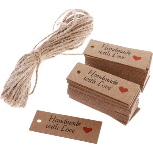 MagiDeal 100pc Kraft Paper Handmade with Love Gift Tags Wedding Favors Party Accessories Christmas DIY Vintage Wedding Lables