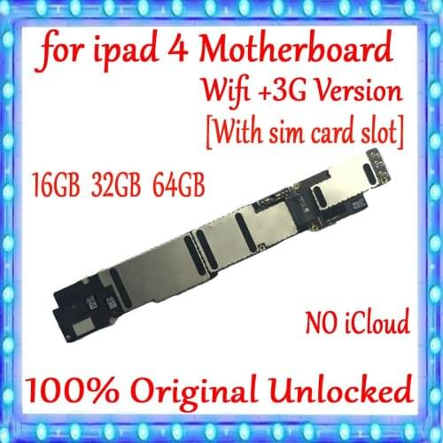 Wifi+3G version & wifi version Motherboard for ipad 4 Motherboard 16GB 32GB 64GB,Original unlocked for ipad 4 Mainboard IOS