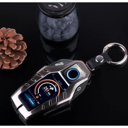 Zinc Alloy Metal Car LCD Key Case Remote Cover Key Chain Keychain Holder Pouch Bag For BMW 5 7 Series 2018 530Li 730i
