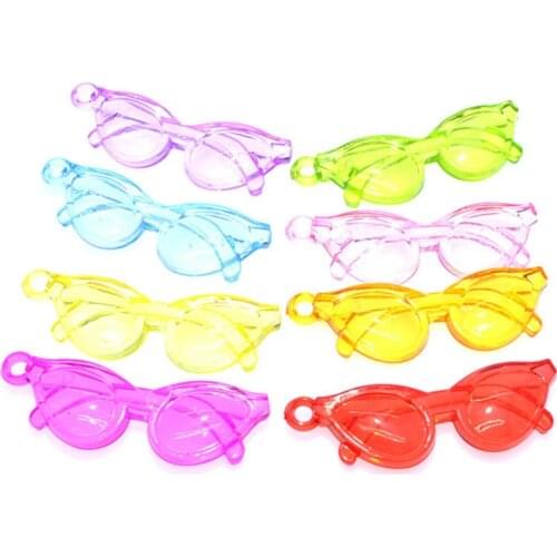 Cute Sunglasses Shape Necklace Pendants DIY Jewelry Findings Acrylic Plastic Charms Ornament Accessories Beads 64*21mm 110pcs
