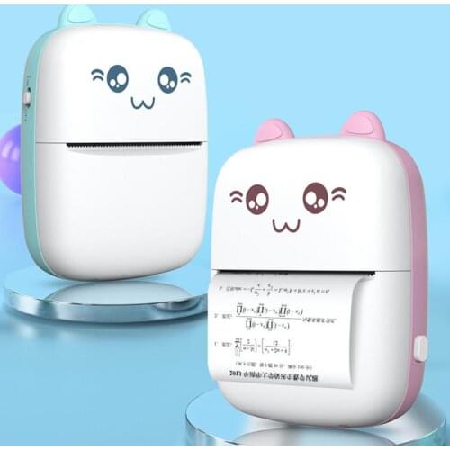 Mini wireless thermal photo printer pocket cute sticker fou student office portable paper roll for Android iOS DIY home note pri