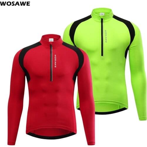 WOSAWE Mens Breathable Cycling Jersey UV Protect Long Sleeves Road MTB Bike Shirt Reflective Riding Downhill Jersey Pockets