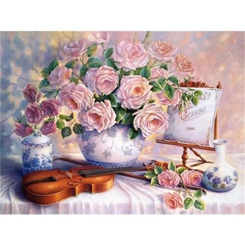 Flower Rose DIY 11CT Cross Stitch Embroidery Kits Craft Needlework Set Cotton Thread Printed Canvas Home Decoration Wholesale