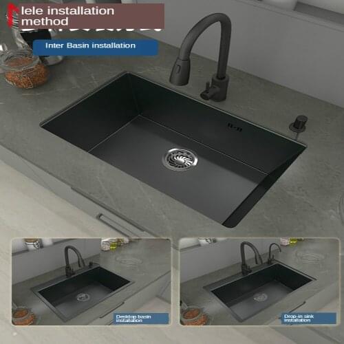Nano Sink Single Tank Household Washing Vegetables Basin Kitchen Sink Pool 304 Stainless Steel Sink