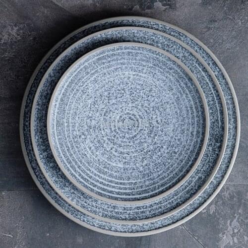 Single Ceramic Plates Original Designed Looks Like Stone Big Dinner Plate Salad Bowl