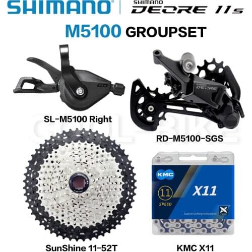 Shimano Deore M5100 1x11 Speed derailleurs Groupset 11 speed right shift lever RD KMC CN Chain CS sunshine cassette 46T 50T 52T