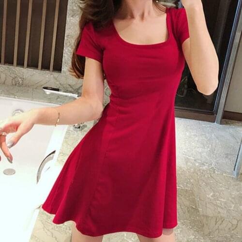 Women Dress Solid Ruffles Sexy Lady Skinny Stretchy Mini Dresses Female Clothing A-line Slim Beach Trendy Casual clothing