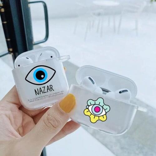 Lucky Eye Blue Evil Eye Print transparent TPU silicone Bluetooth Airpod Case For Airpods 1/2 Airpods pro soft cover