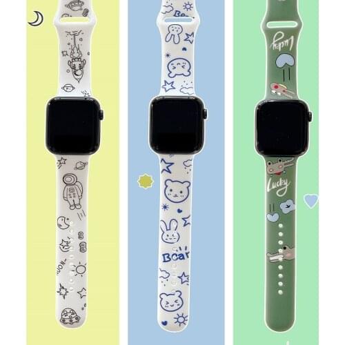 Japan astronaut crocodile ladies watch bowl strap for Apple Watch 38 40 42 44 mm cute rabbit strap accessory iWatch series 4 5 6