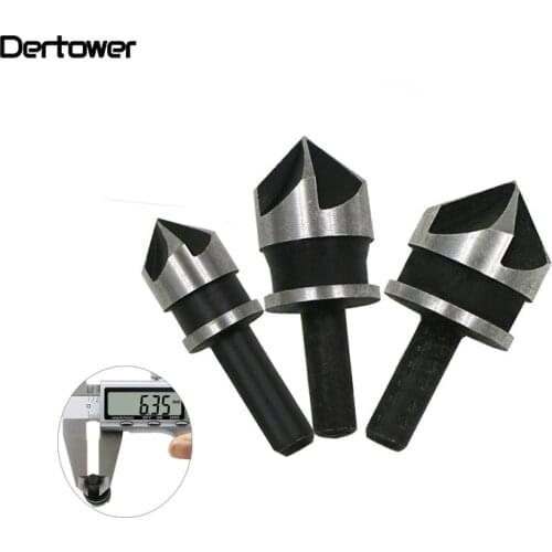 3Pcs 90 Degree 1/4 Hex Shank Countersink Drill Bit 5 Flute 12-19mm Woodworking Counter Sink Chamfering Debur Tool Set DT6