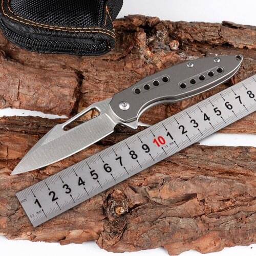 Outdoor knife titanium handle structure D2 blade folding knife cleaver Paring Knives fruit gift pocket knife