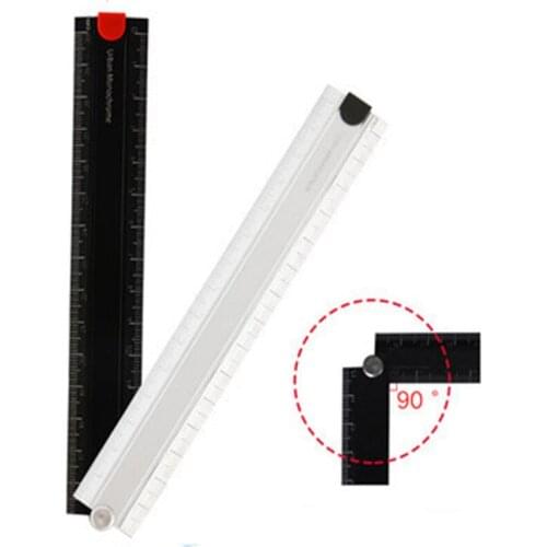 Japanese 90 degree Aluminum Alloy Metal Foldable Ruler 15cm-30cm Folding Simple Design Stationery Urban Monochrome WSG-CLUW30