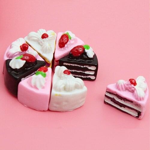 10Pcs Kawaii Flat Back DIY Miniature Artificial Fake Food Cake Resin Cabochon Lanyard Mobile Phone Strap